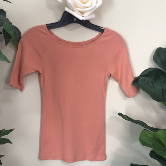 Ann Taylor Petite Ballerina Neck Cotton Stretch Top - Orange. Size XSP. NWT - Picture 2 of 6